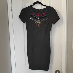 Armani Exchange BNWT grey short sleeved bodycon jeweled rhinestone dress sz 4